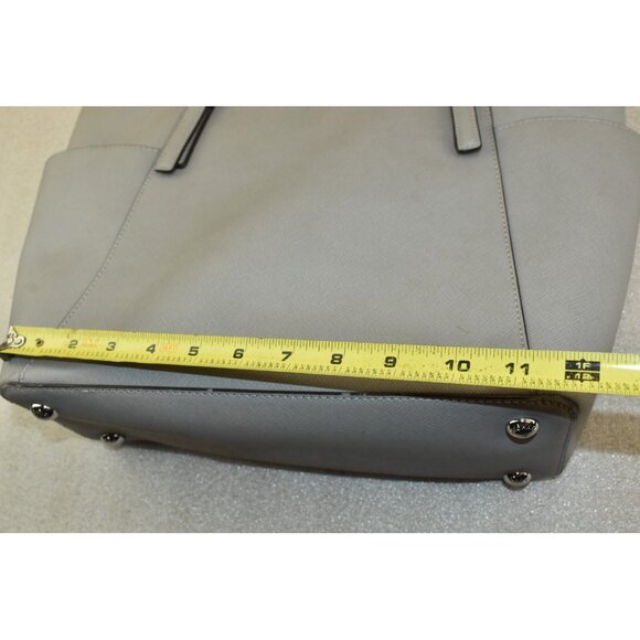 Michael Kors Jet Set Top Zip Tote Saffiano Leather Gray Shoulder Bag -Flaws- - Picture 15 of 16